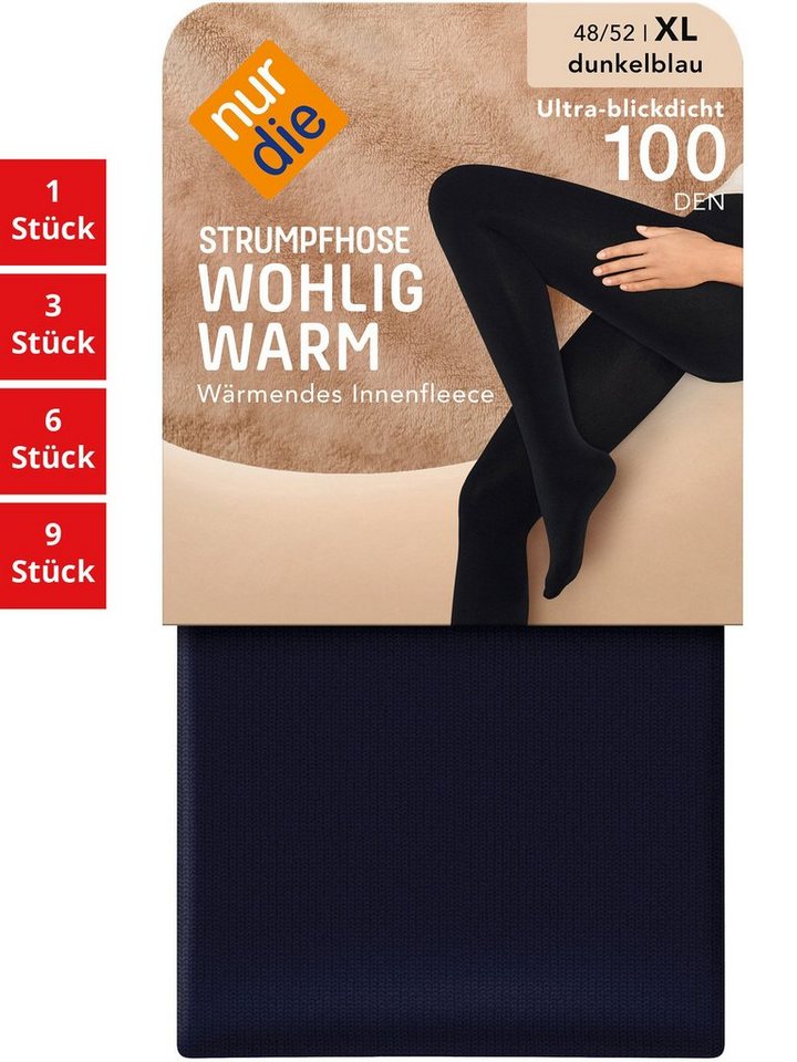 Nur Die Feinstrumpfhose Wohlig-Warm 100 DEN Damen (1er/3er/6er/9er Pack 1 St) nylon blickdicht opaque Fein-strumpfhose frauen multi-pack seidenmatt von Nur Die