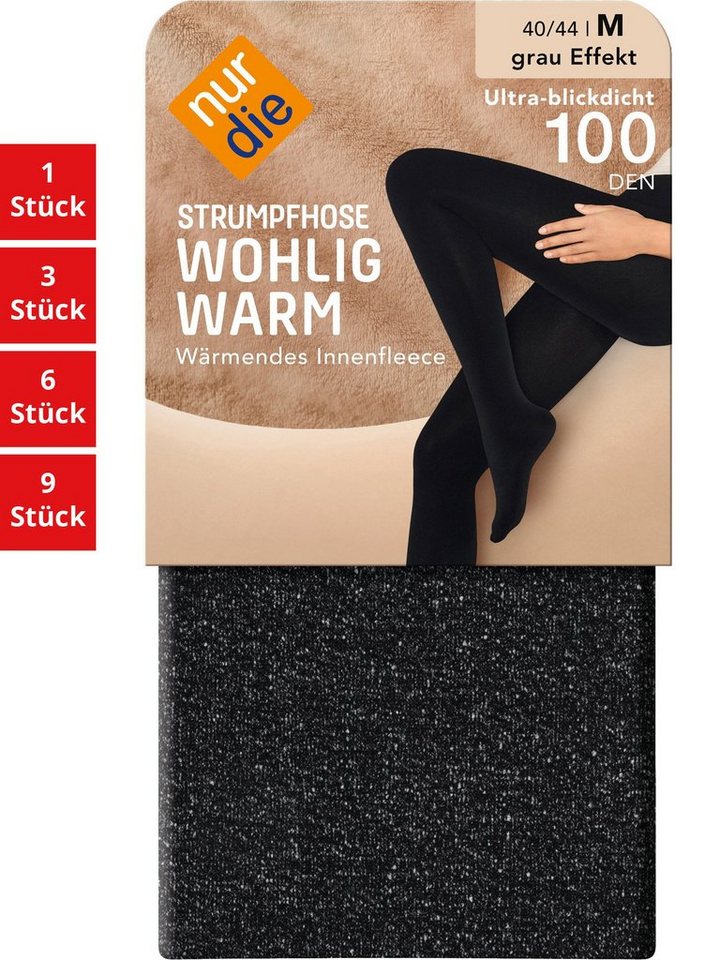 Nur Die Feinstrumpfhose Wohlig-Warm 100 DEN Damen (1er/3er/6er/9er Pack 6 St) nylon blickdicht opaque Fein-strumpfhose frauen multi-pack seidenmatt von Nur Die