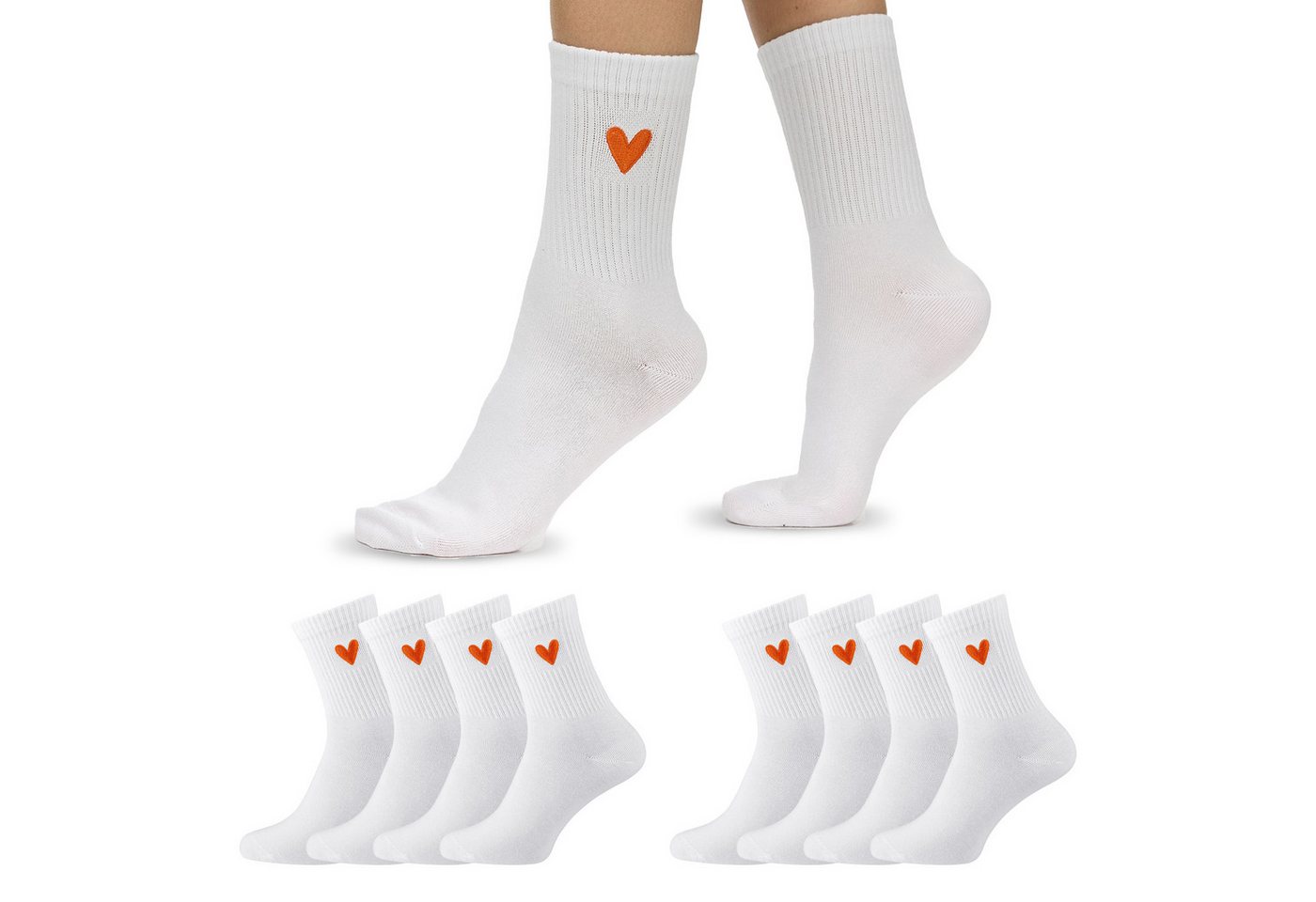 Nur Die Freizeitsocken 8er Pack Damen Good Vibes Motiv Tennissocken (8-Paar) Freizeitsocken mit Statement Stickerei von Nur Die