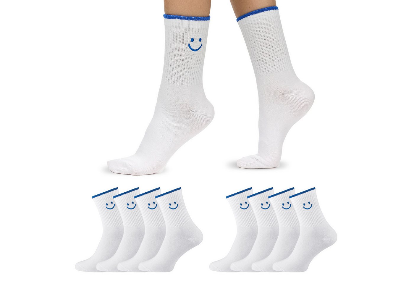 Nur Die Freizeitsocken 8er Pack Damen Good Vibes Motiv Tennissocken (8-Paar) Freizeitsocken mit Statement Stickerei von Nur Die