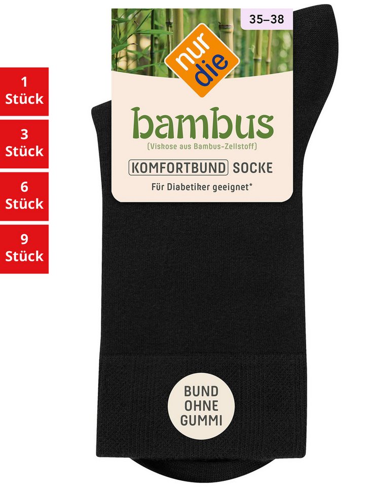 Nur Die Freizeitsocken Bambus Komfort Damen (1er/3er/6er/9er Pack, 9-Paar) socken strumpf strümpfe von Nur Die