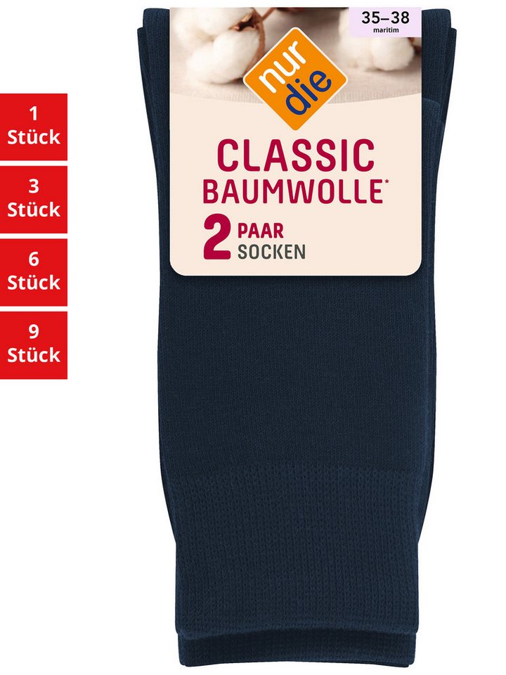 Nur Die Freizeitsocken Classic Baumwolle Damen (1er/3er/6er/9er Pack, 6-Paar) socken strumpf strümpfe von Nur Die