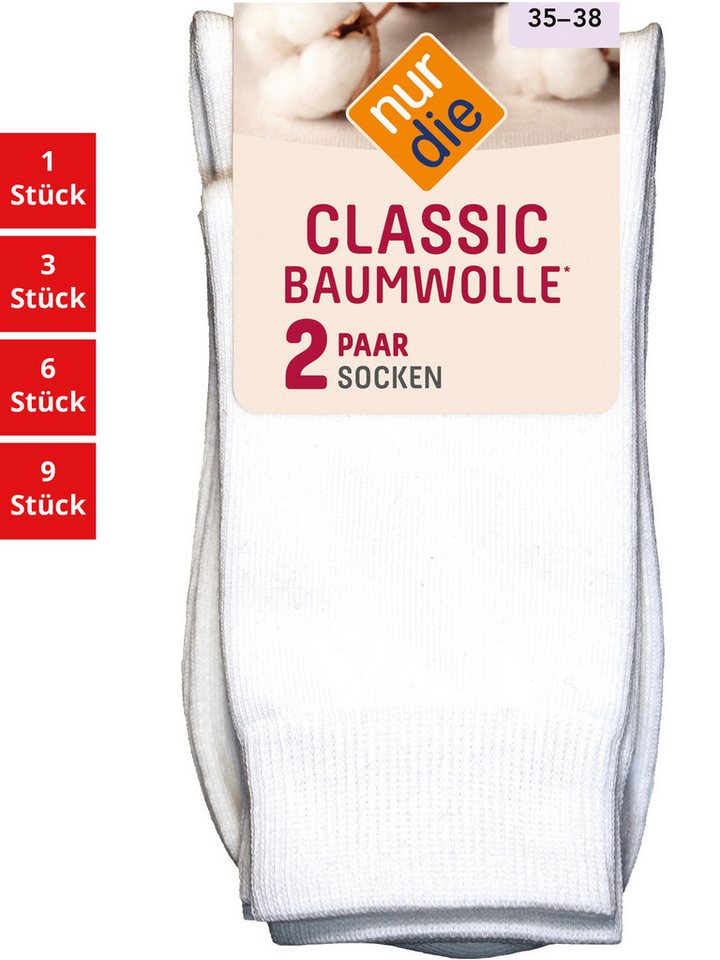 Nur Die Freizeitsocken Classic Baumwolle Damen (1er/3er/6er/9er Pack, 6-Paar) socken strumpf strümpfe von Nur Die