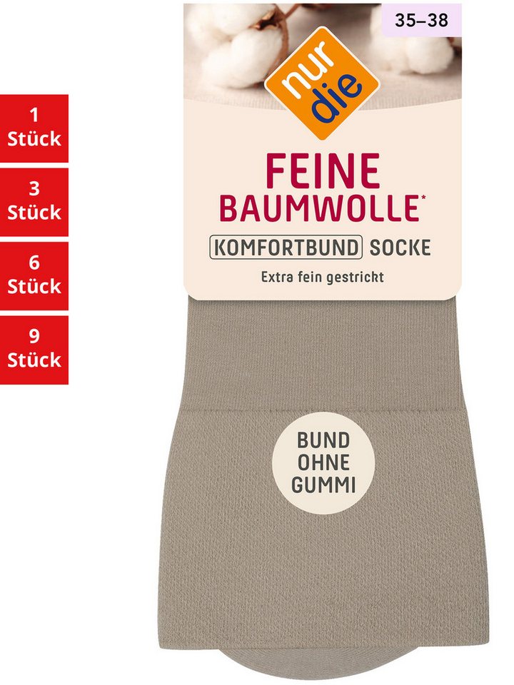 Nur Die Freizeitsocken Feine Baumwolle Komfort Damen (1er/3er/6er/9er Pack, 1-Paar) socken strumpf strümpfe von Nur Die