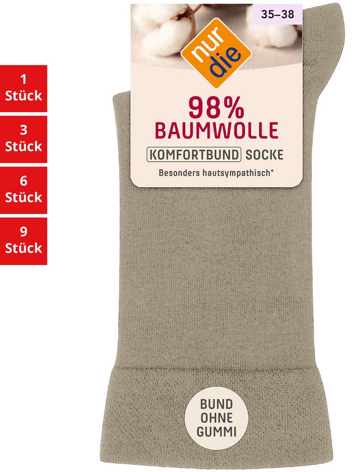 Nur Die Freizeitsocken Komfortbund Damen (1er/3er/6er/9er Pack, 1-Paar) socken strumpf strümpfe von Nur Die