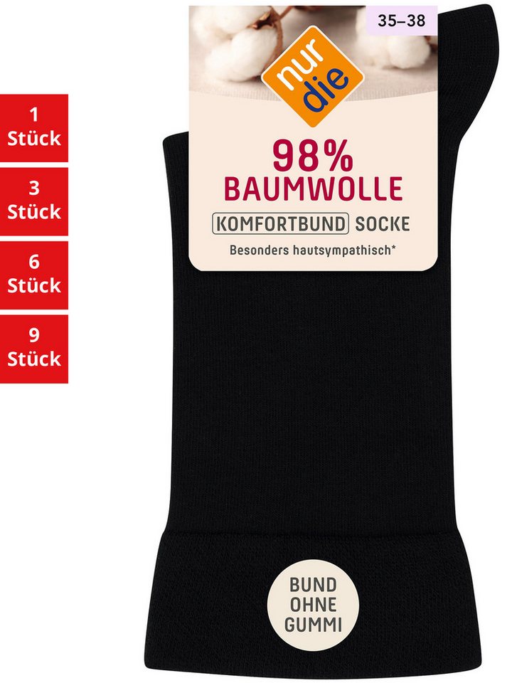 Nur Die Freizeitsocken Komfortbund Damen (1er/3er/6er/9er Pack, 1-Paar) socken strumpf strümpfe von Nur Die