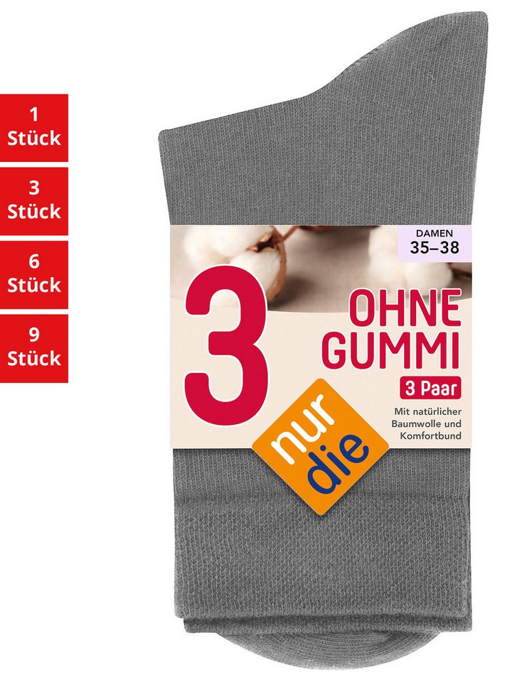 Nur Die Freizeitsocken Ohne Gummi Damen (1er/3er/6er/9er Pack, 18-Paar) socken strumpf strümpfe von Nur Die