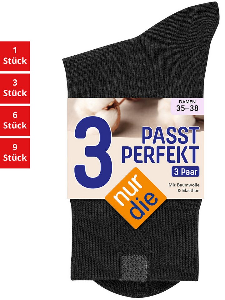 Nur Die Freizeitsocken Passt Perfekt Damen (1er/3er/6er/9er Pack, 3-Paar) socken strumpf strümpfe von Nur Die