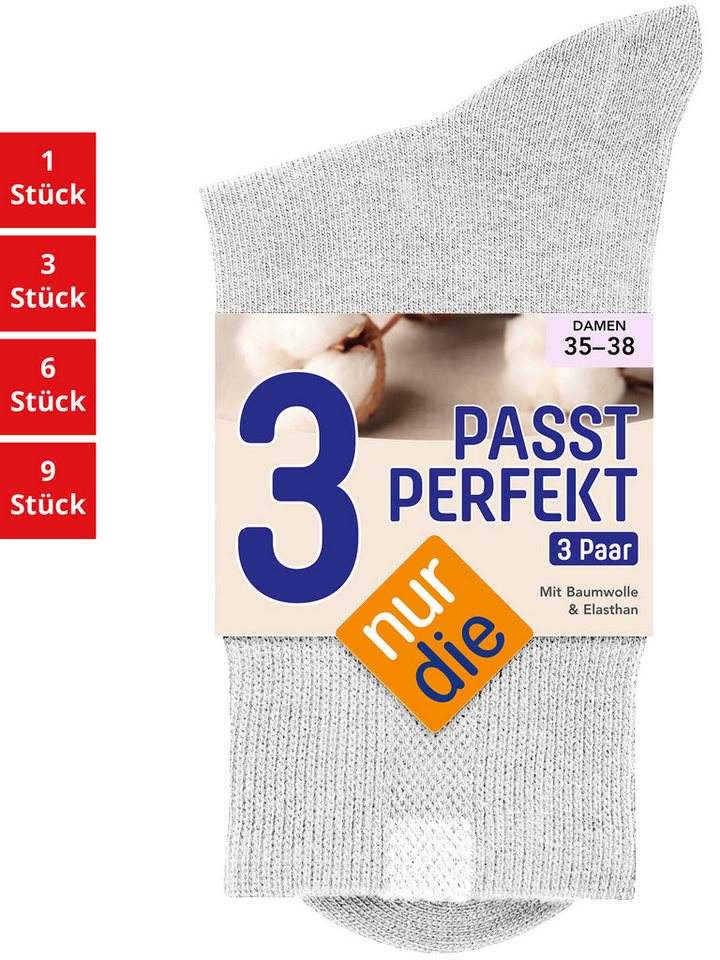 Nur Die Freizeitsocken Passt Perfekt Damen (1er/3er/6er/9er Pack, 3-Paar) socken strumpf strümpfe von Nur Die