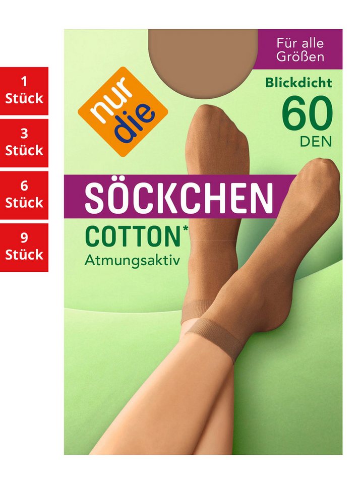 Nur Die Füßlinge Cotton 60 DEN Damen (1er/3er/6er/9er Pack, 6-Paar) sneaker-socken strumpf strümpfe von Nur Die