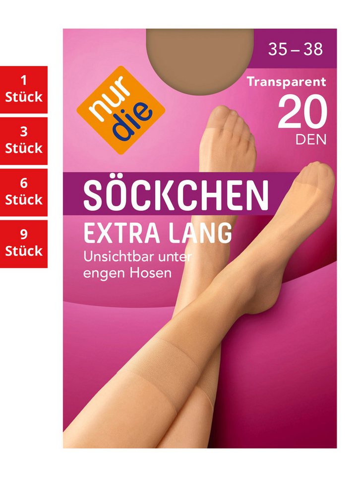 Nur Die Füßlinge Extra lang 20 DEN Damen (1er/3er/6er/9er Pack, 1-Paar) sneaker-socken strumpf strümpfe von Nur Die