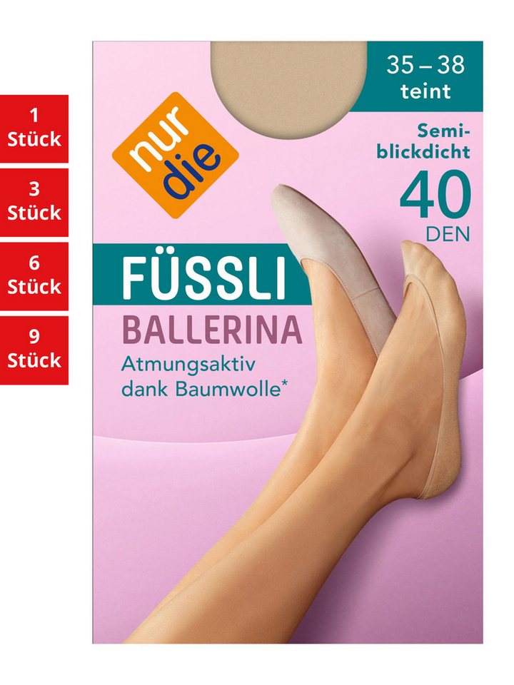 Nur Die Füßlinge Füssli Ballerina Damen (1er/3er/6er/9er Pack, 6-Paar) sneaker-socken strumpf strümpfe von Nur Die