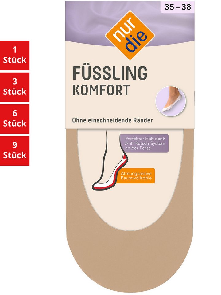 Nur Die Füßlinge Füssli Komfort Damen (1er/3er/6er/9er Pack, 1-Paar) sneaker-socken strumpf strümpfe von Nur Die