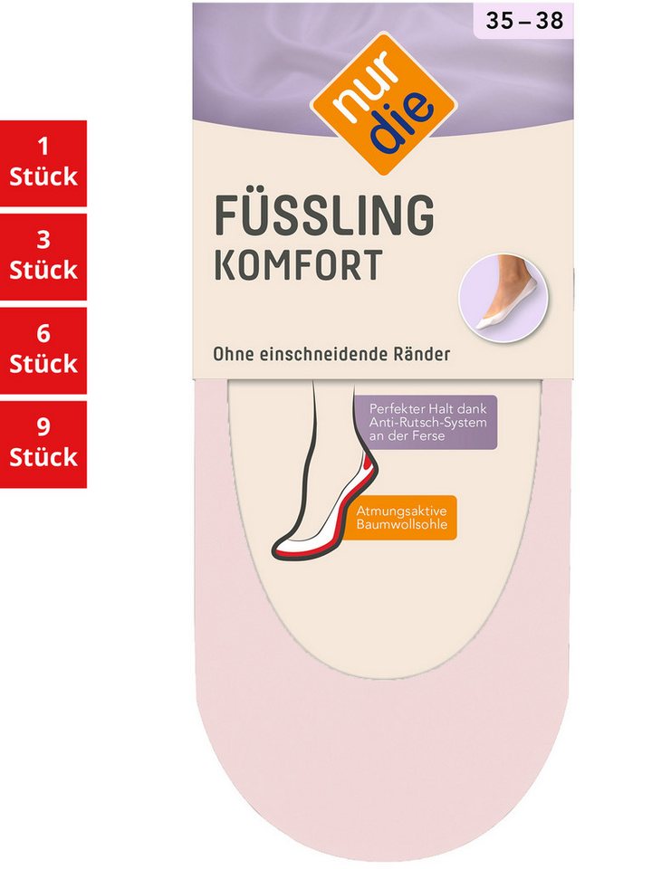 Nur Die Füßlinge Füssli Komfort Damen (1er/3er/6er/9er Pack, 3-Paar) sneaker-socken strumpf strümpfe von Nur Die