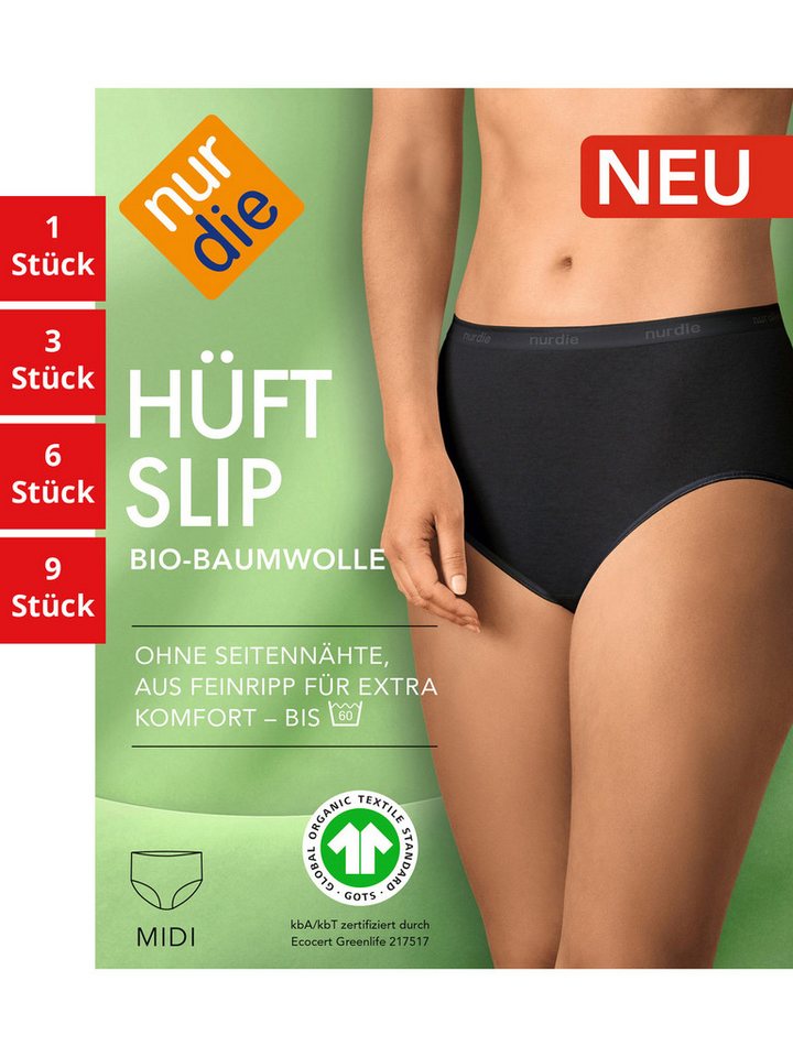 Nur Die Hüftslip GOTS BioBaumwolle Damen (1er/3er/6er/9er Pack, 6-St) unterhose unterwäsche panty von Nur Die