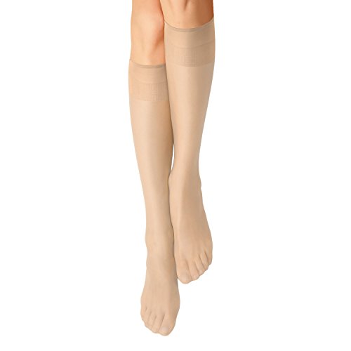 Nur Die Knie Seidenfein 15 DEN transparente Nylon Fein-Kniestrümpfe seidig glänzend breiter Komfortbund Damen von Nur Die