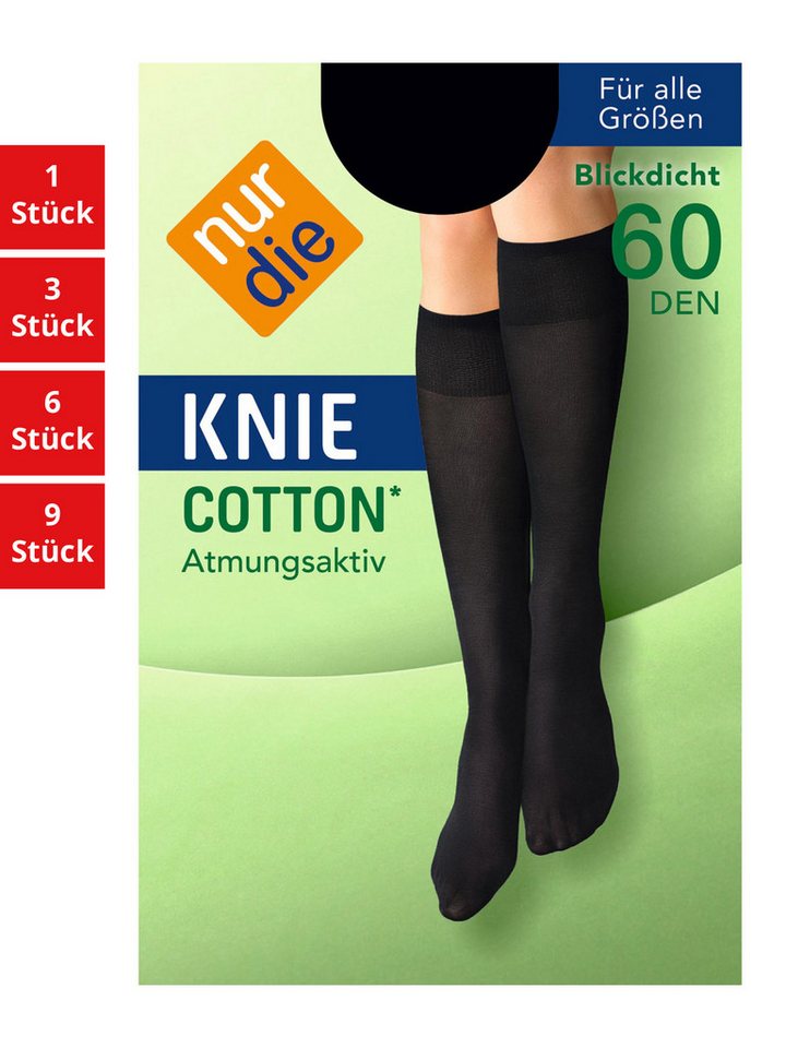 Nur Die Kniestrümpfe Cotton 60 DEN Damen (1er/3er/6er/9er Pack, 1-Paar) Knie-strümpfe thermo-socken overknee von Nur Die