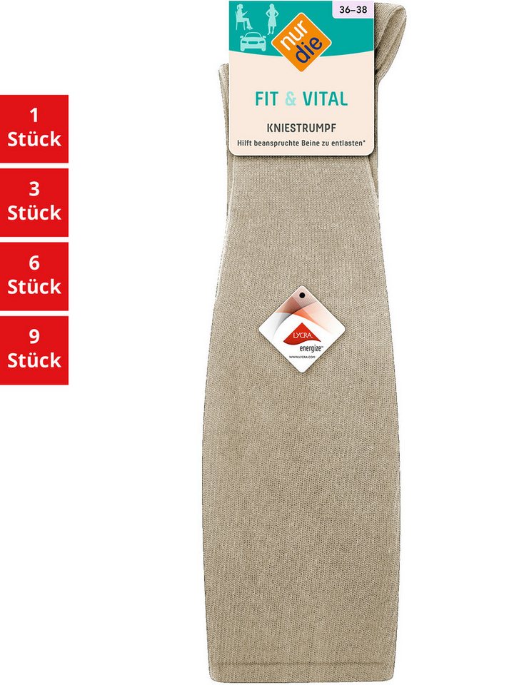 Nur Die Kniestrümpfe Fit & Vital Damen (1er/3er/6er/9er Pack, 3-Paar) Knie-strümpfe thermo-socken overknee von Nur Die