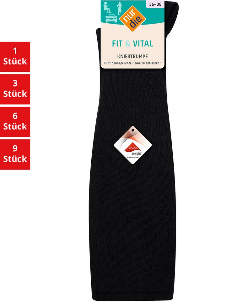 Nur Die Kniestrümpfe Fit & Vital Damen (1er/3er/6er/9er Pack, 6-Paar) Knie-strümpfe thermo-socken overknee von Nur Die