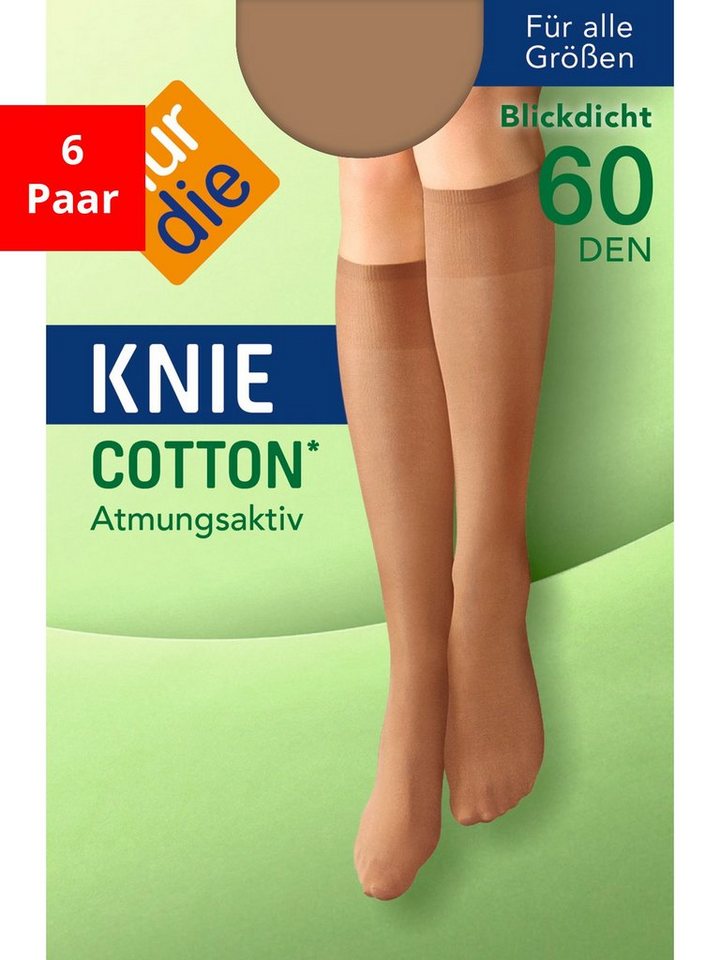 Nur Die Kniestrümpfe Kniestrümpfe Cotton 60 DEN (6-Paar) von Nur Die