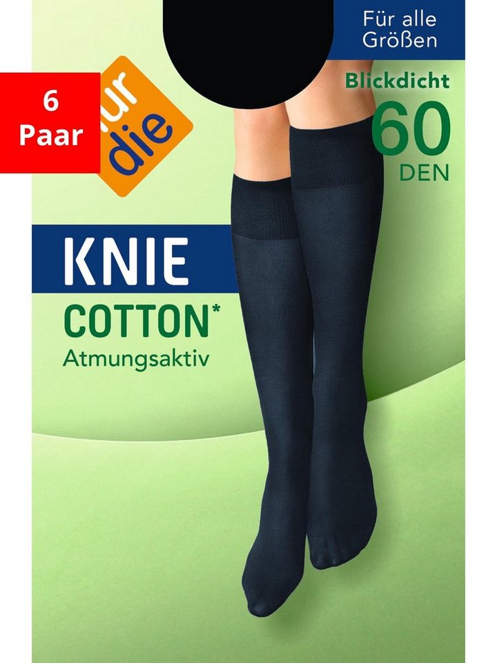 Nur Die Kniestrümpfe Kniestrümpfe Cotton 60 DEN (6-Paar) von Nur Die