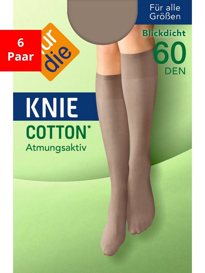 Nur Die Kniestrümpfe Kniestrümpfe Cotton 60 DEN (6-Paar) von Nur Die