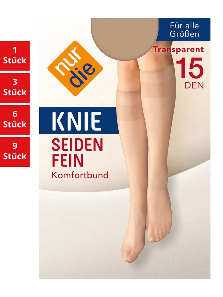 Nur Die Kniestrümpfe Seidenfein 15 DEN Damen (1er/3er/6er/9er Pack, 1-Paar) Knie-strümpfe thermo-socken overknee von Nur Die