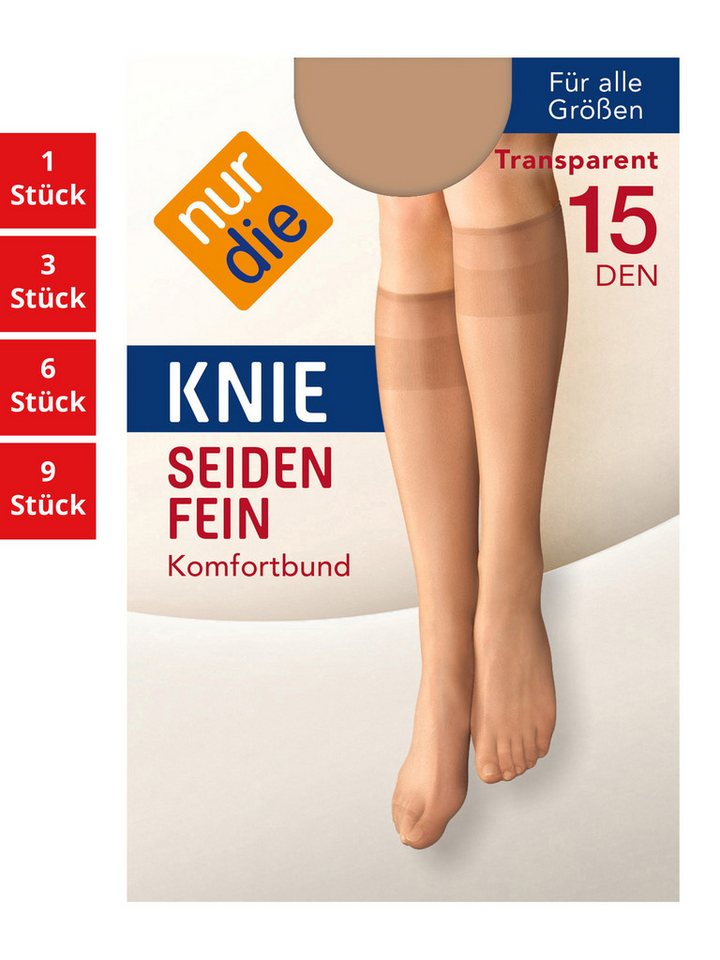 Nur Die Kniestrümpfe Seidenfein 15 DEN Damen (1er/3er/6er/9er Pack, 1-Paar) Knie-strümpfe thermo-socken overknee von Nur Die