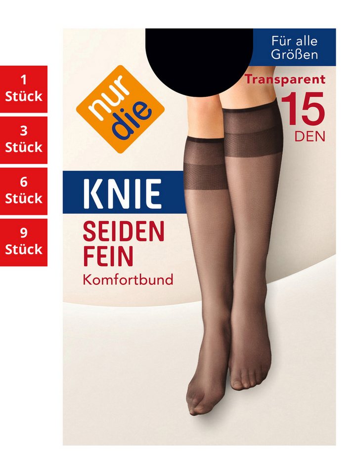 Nur Die Kniestrümpfe Seidenfein 15 DEN Damen (1er/3er/6er/9er Pack, 1-Paar) Knie-strümpfe thermo-socken overknee von Nur Die