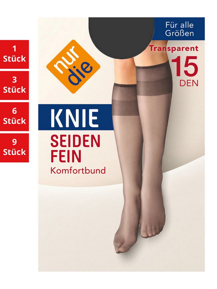 Nur Die Kniestrümpfe Seidenfein 15 DEN Damen (1er/3er/6er/9er Pack, 9-Paar) Knie-strümpfe thermo-socken overknee von Nur Die