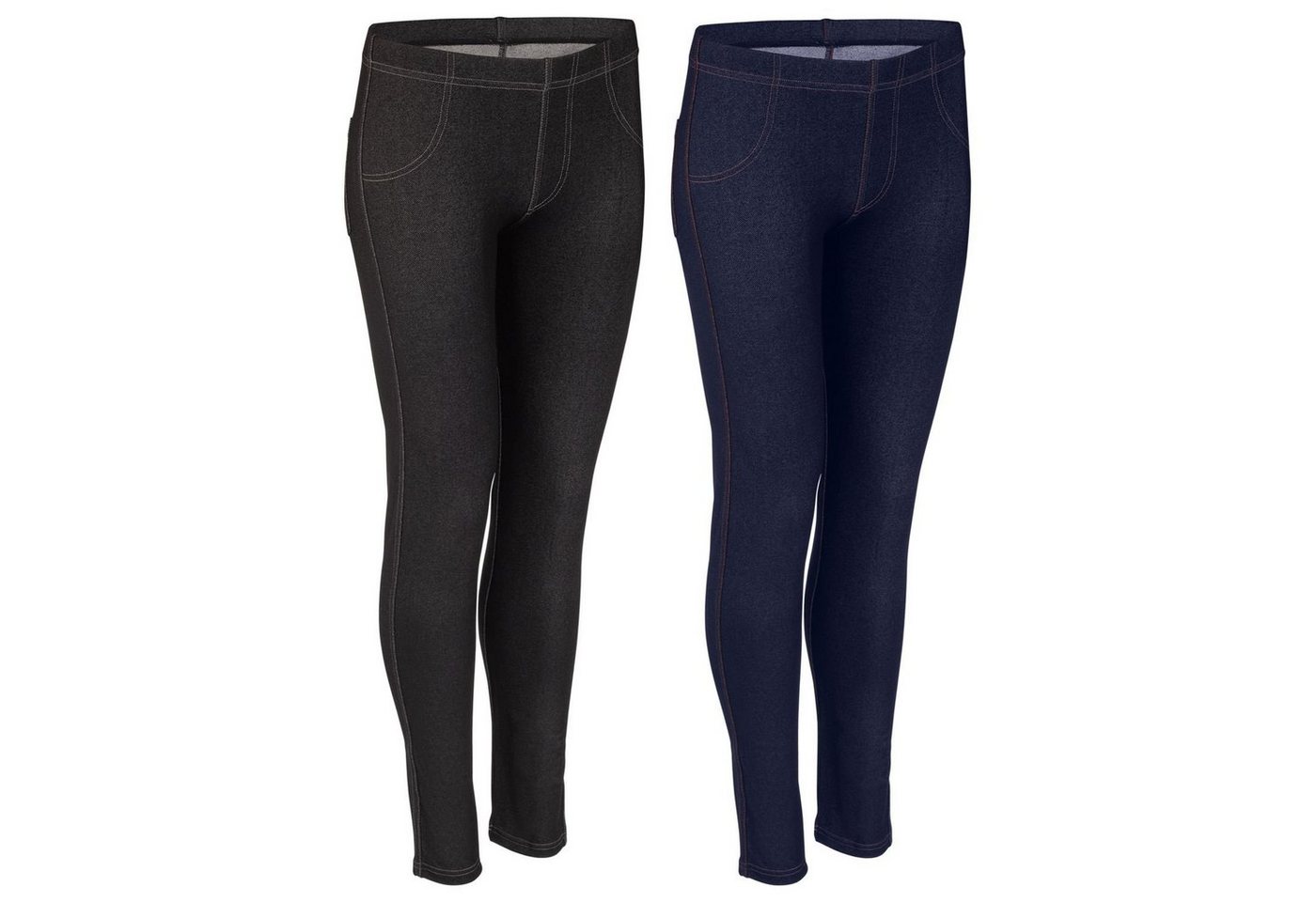 Nur Die Leggings Basic (2-tlg) Treggings mit Gesäßtaschen im 2er Pack von Nur Die