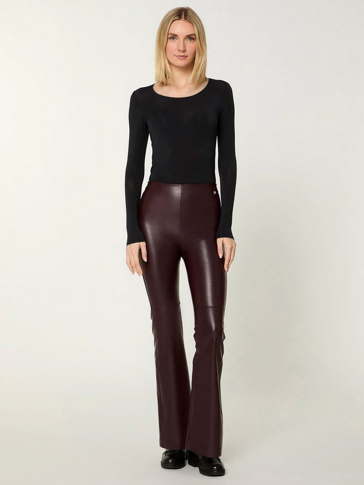 Nur Die Leggings NUR DIE x KILIAN KERNER Damen Vegane Flared Leggings in Leder-Optik eleganter Bootcut-Look - softe Innenseite - breiter Komfortbund von Nur Die