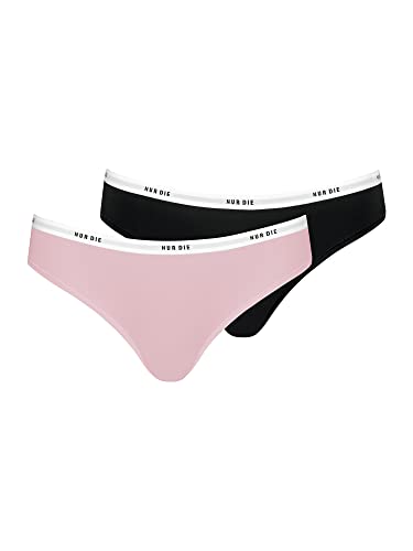 Nur Die Soft Slip 2er Pack aus Baumwolle Mehrfarbig sportlich Damen, schwarz/Rose, M von Nur Die