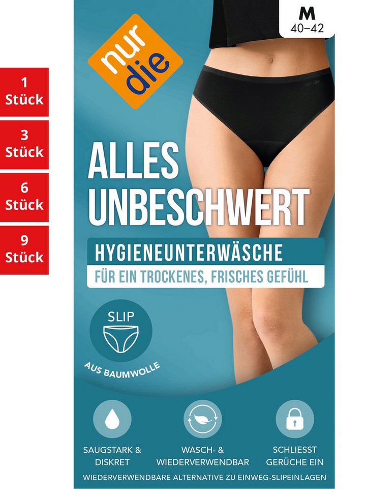 Nur Die Slip Hygienewäsche Alles Unbeschwert Damen (1er/3er/6er/9er Pack, 3-St) unterhose unterwäsche basic von Nur Die