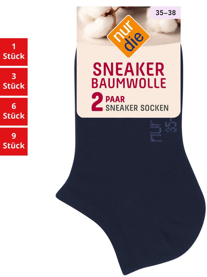 Nur Die Sneakersocken Baumwolle Damen (1er/3er/6er/9er Pack, 6-Paar) Sneaker-socken füsslinge füßlinge von Nur Die