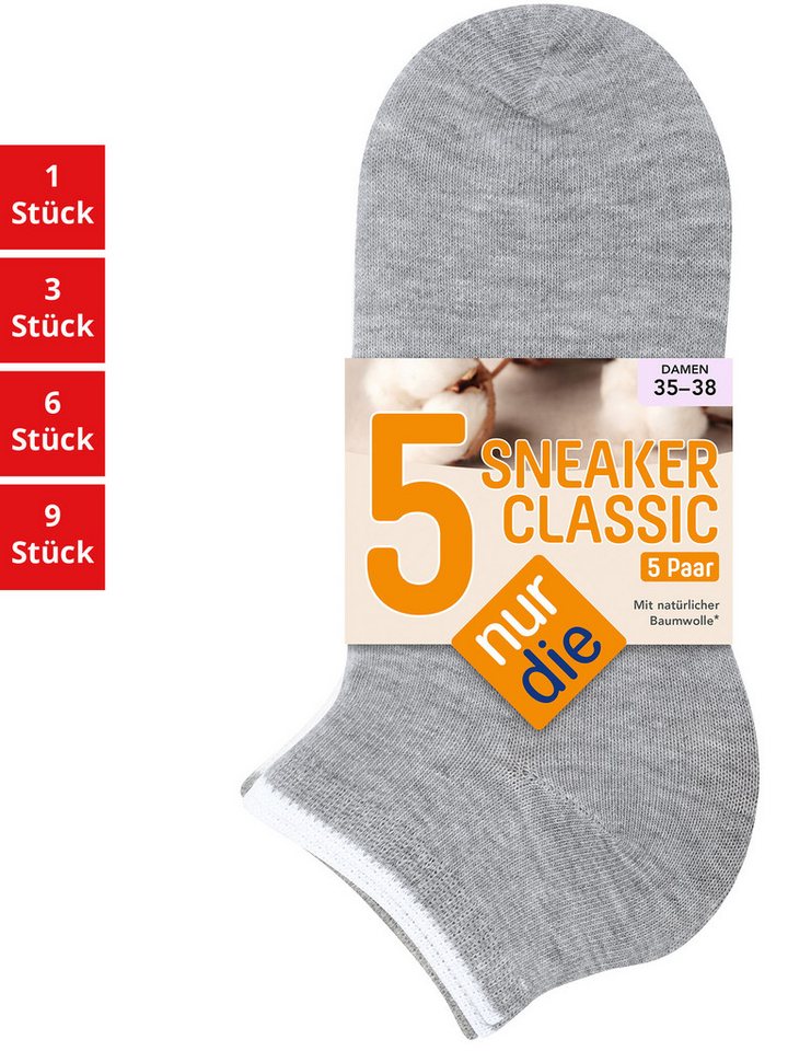 Nur Die Sneakersocken Classic Damen (1er/3er/6er/9er Pack, 5-Paar) Sneaker-socken füsslinge füßlinge von Nur Die