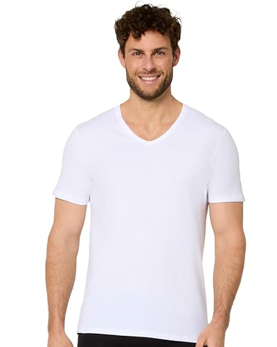 Nur Die T-Shirt Cotton Active V-Ausschnitt unifarben temperatur-regulierend weiche & atmungsaktive Baumwolle Kurzarm Unterhemd Herren von Nur Die