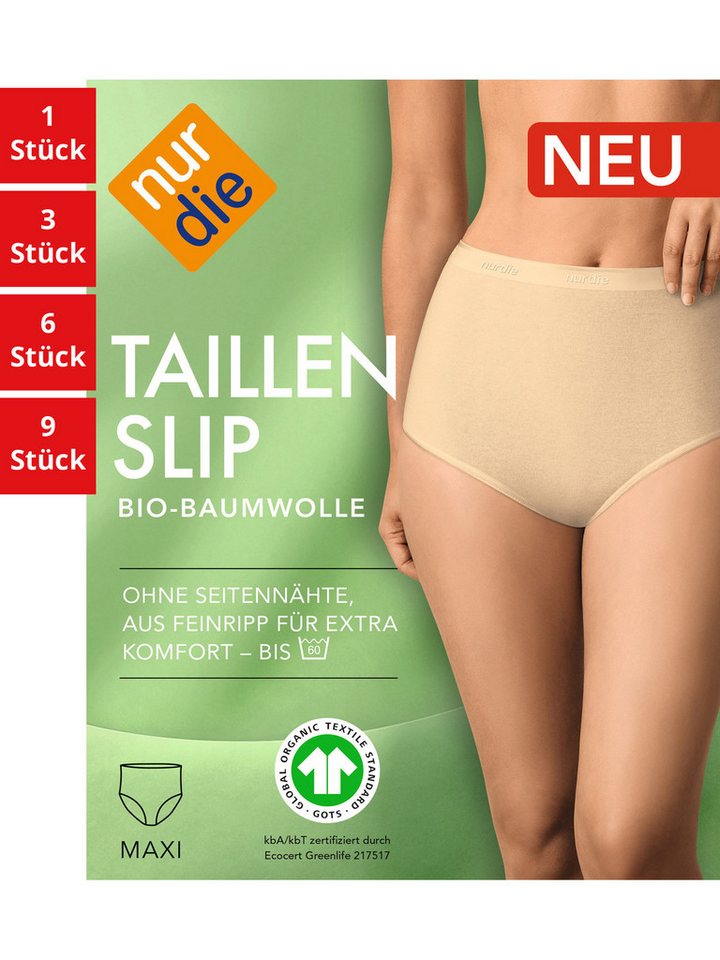 Nur Die Taillenslip GOTS BioBaumwolle Damen (1er/3er/6er/9er Pack, 3-St) Taillen-Slips Maxislip Unterhosen von Nur Die