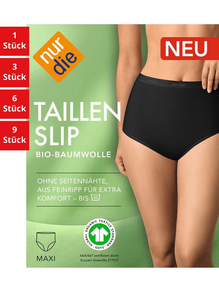 Nur Die Taillenslip GOTS BioBaumwolle Damen (1er/3er/6er/9er Pack, 6-St) Taillen-Slips Maxislip Unterhosen von Nur Die