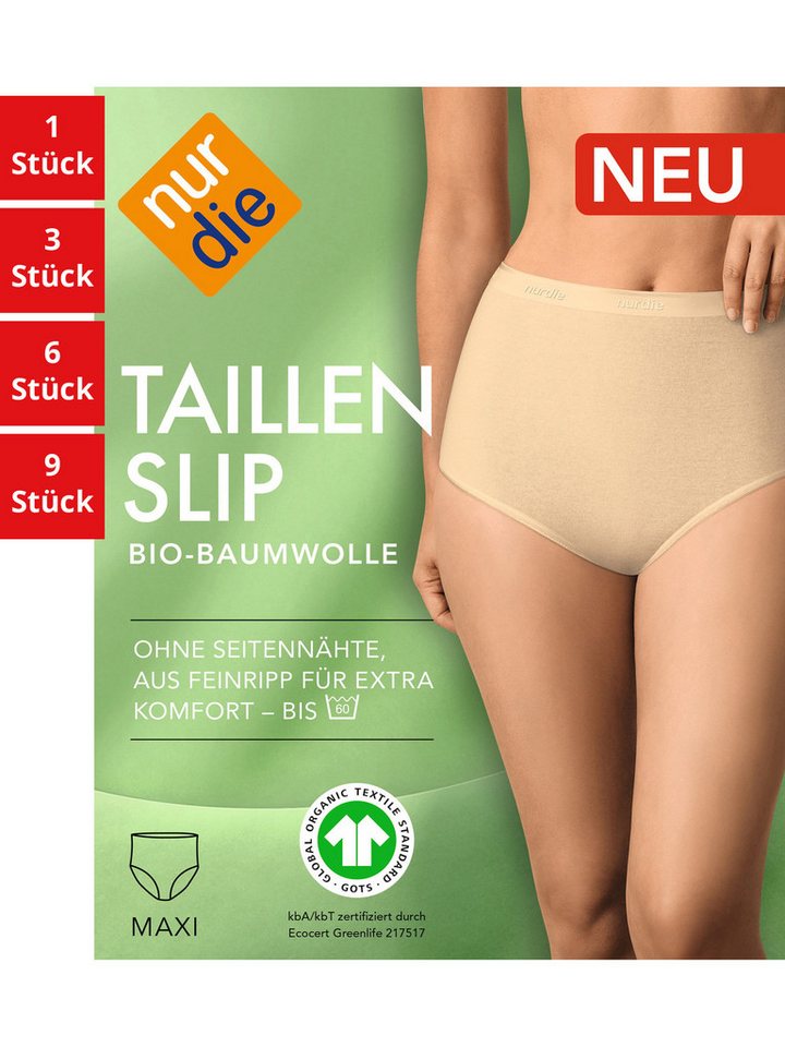 Nur Die Taillenslip GOTS BioBaumwolle Damen (1er/3er/6er/9er Pack, 6-St) Taillen-Slips Maxislip Unterhosen von Nur Die