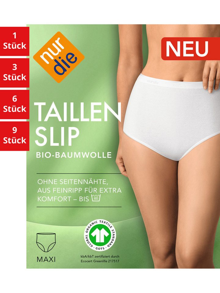 Nur Die Taillenslip GOTS BioBaumwolle Damen (1er/3er/6er/9er Pack, 6-St) Taillen-Slips Maxislip Unterhosen von Nur Die