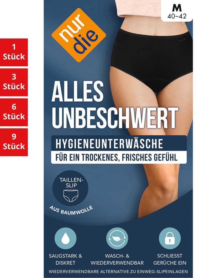 Nur Die Taillenslip Hygienewäsche Alles Unbeschwert Damen (1er/3er/6er/9er Pack, 3-St) Taillen-Slips Maxislip Unterhosen von Nur Die