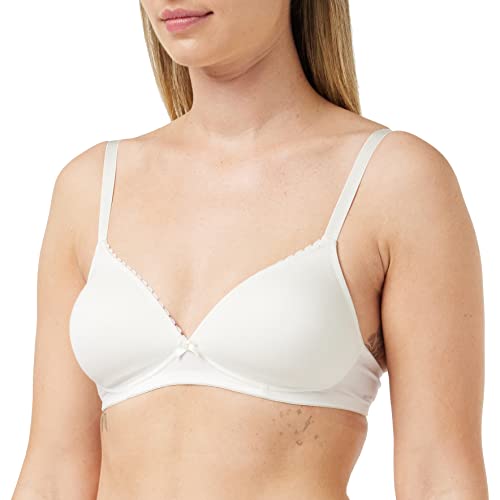 Nur Die Traumweich Bügelloser BH besonders weiche Modal-Faser gepaddete Cups für einen natürlichen Push-Up-Effekt zarte Spitze Damen, Offwhite, 90C von Nur Die