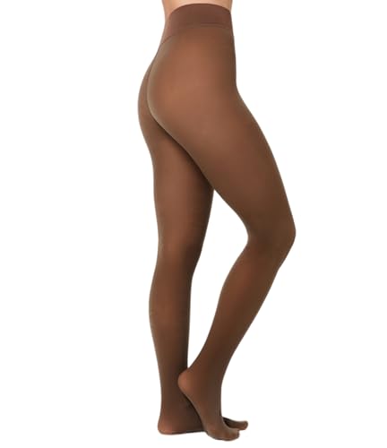 Nur Die Warm & Transparent extra haltbar 80 DEN warme Fein-Strumpfhose beige durchscheinend Komfortbund Damen, braun, S von Nur Die