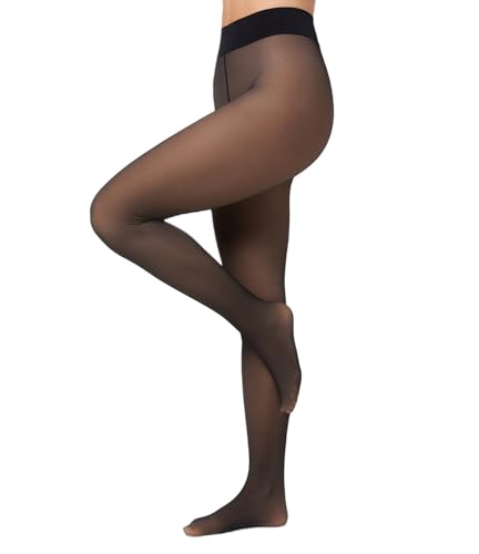 Nur Die Warm & Transparent extra haltbar 80 DEN warme Fein-Strumpfhose beige durchscheinend Komfortbund Damen, schwarz, M von Nur Die
