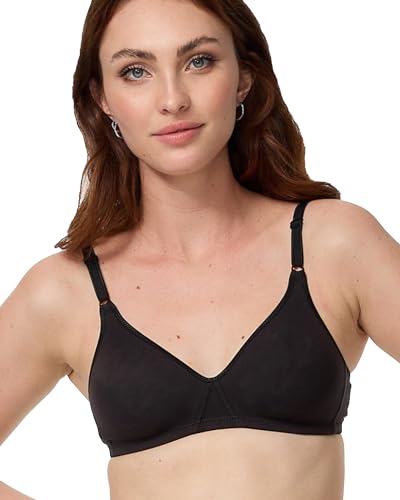 Nur Die Baumwoll BH bügelloser doppellagiger Softcup-BH Bra weich bequem unsichtbar nahtlos unter der Kleidung Damen, schwarz, 80C von Nur Die