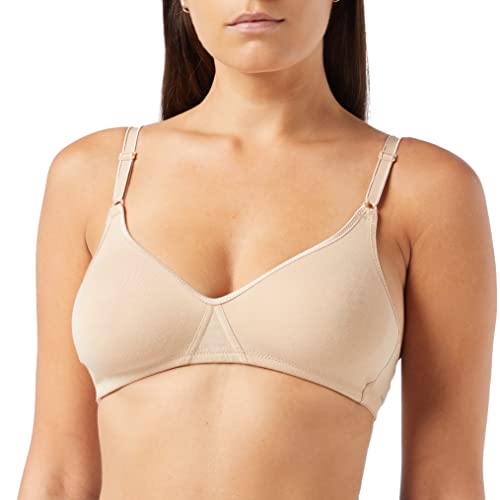Nur Die Baumwoll BH bügelloser doppellagiger Softcup-BH Bra weich bequem unsichtbar nahtlos unter der Kleidung Damen, Haut, 75B von Nur Die