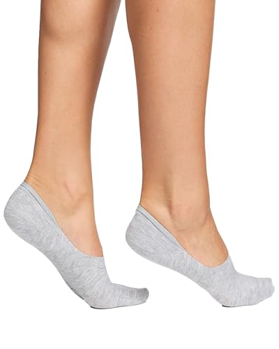 Nur Die Bambus Füssling besonders weich unsichtbare kurze Socken rutschfest Silikon an der Ferse Damen, hellgraumel., 39-42 von Nur Die