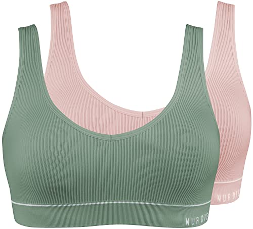 Nur Die 2er Pack Retro Bustier sportlich ohne Bügel bügelloser BH Bra Unterwäsche Damen von Nur Die