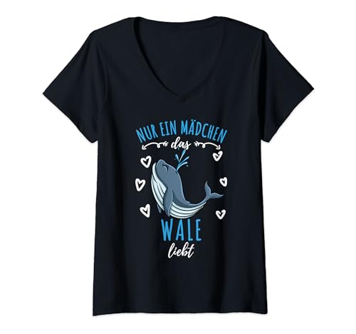 Nur ein Mädchen das Wale liebt T-Shirt mit V-Ausschnitt Nur ein Mädchen das Wale liebt T-Shirt mit V-Ausschnitt von Nur ein Mädchen das Wale liebt